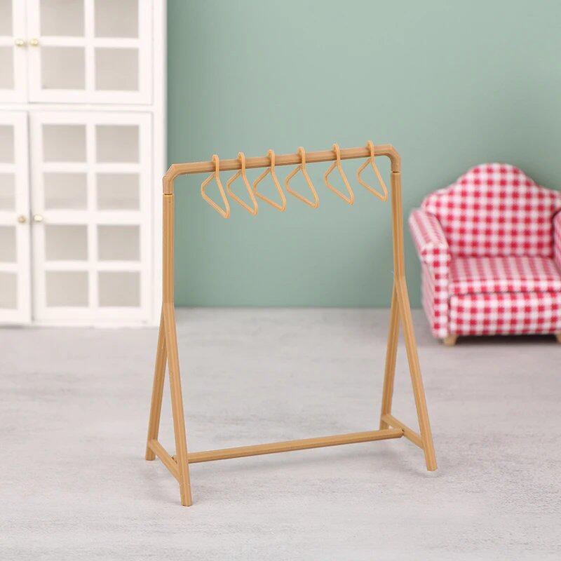 1/12 Dollhouse Clothes Rack, Clothing Organizer, and Hanger Set, Miniature Furniture, Dollhouse Accessories, Parallel Import