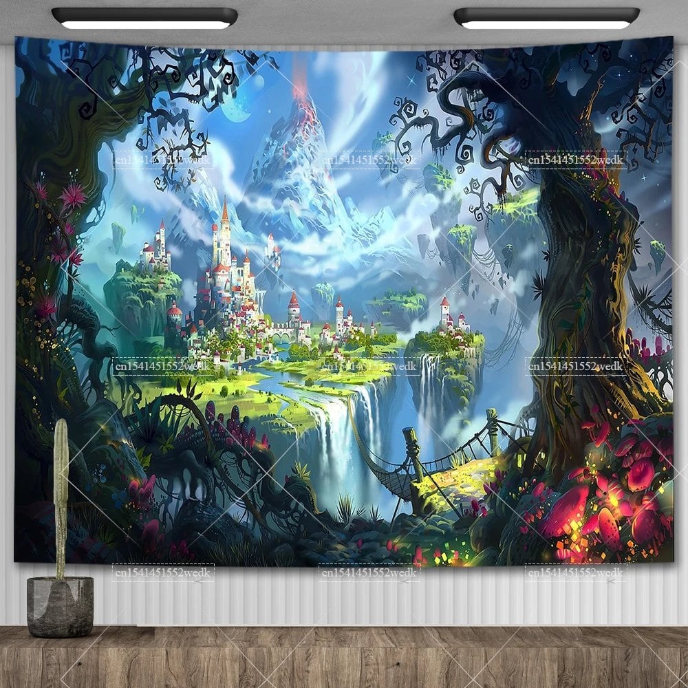 Mushroom Tapestry, Botanical Bohemian Floral, Spiritual Room Decor, Stylish Party Backdrop, Yoga Blanket for Bedroom, Size: Parallel Import
