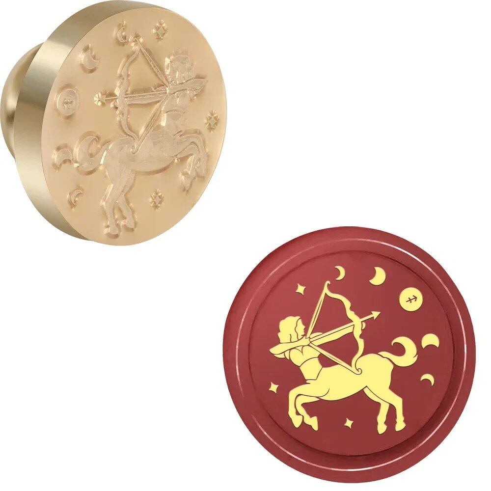 12 Zodiac Signs Round Wax Stamp with Removable Brass Head for Envelopes, Birthday Cards, Notes, and Gifts - Decorative (Imported)