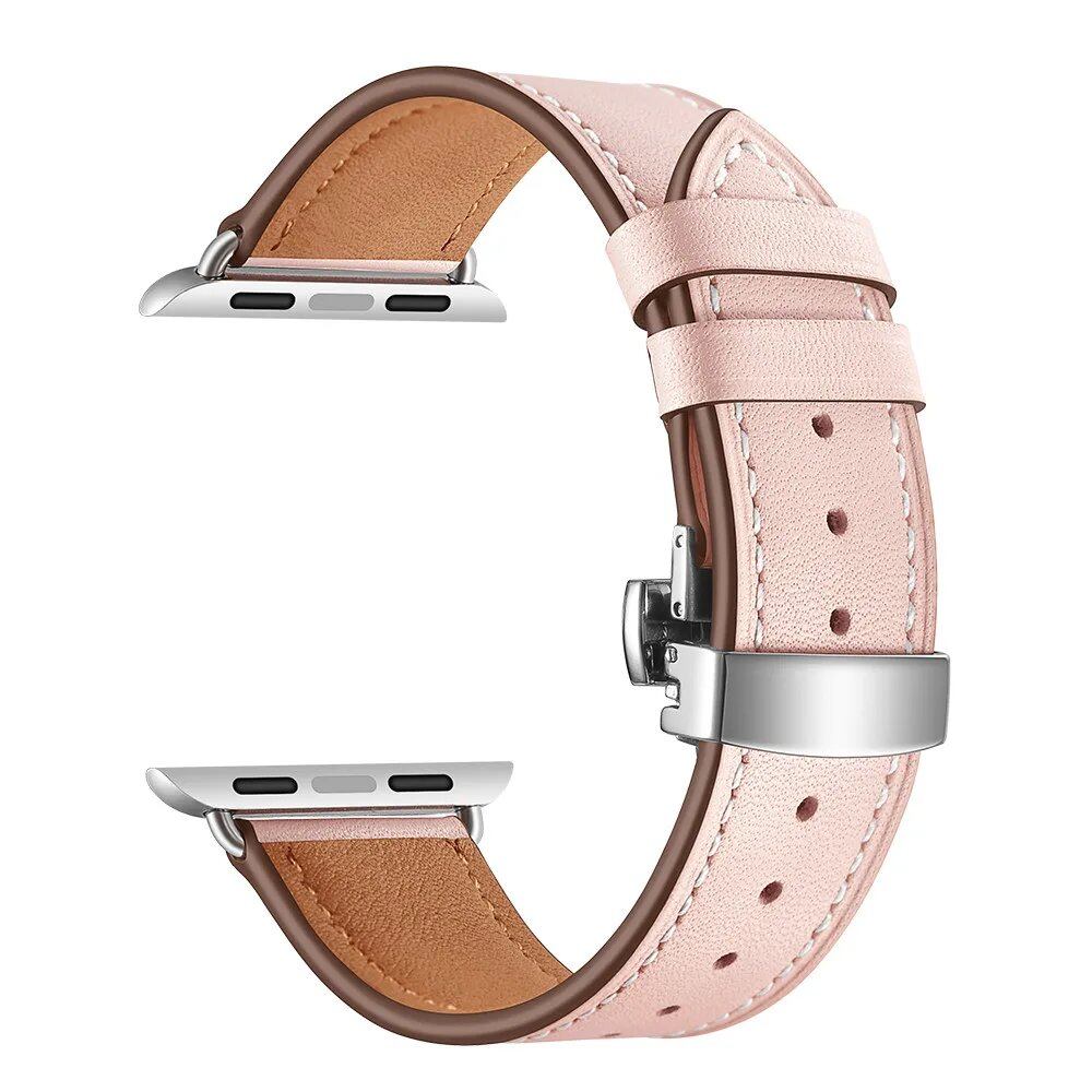 Leather Strap for Apple Watch - 38mm, 40mm, 41mm, 42mm, 44mm, 45mm - Series 3/4/5/SE/6/7 Compatible Bracelet Band Color: Parallel Import
