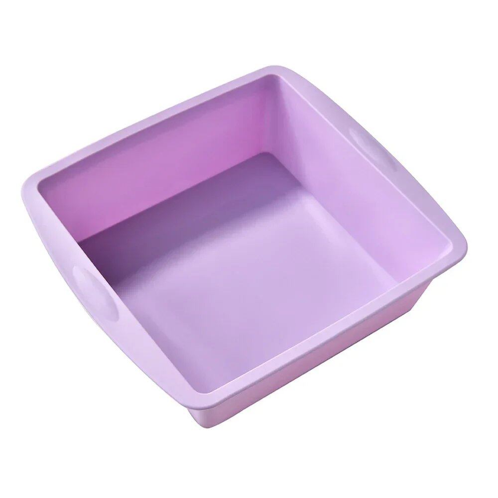 Silicone Square Cake Plate for 1/4 Cake, Non-Slip Handle, Heat-Resistant, Oven and Air Fryer Safe, Ideal for Brownie and Cake Baking (Imported)