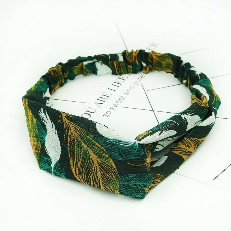 Women's Summer Bohemian Print Headband, Retro Cross Turban, Bandage Bandana, Hair Accessory, Head Wrap, Parallel Import