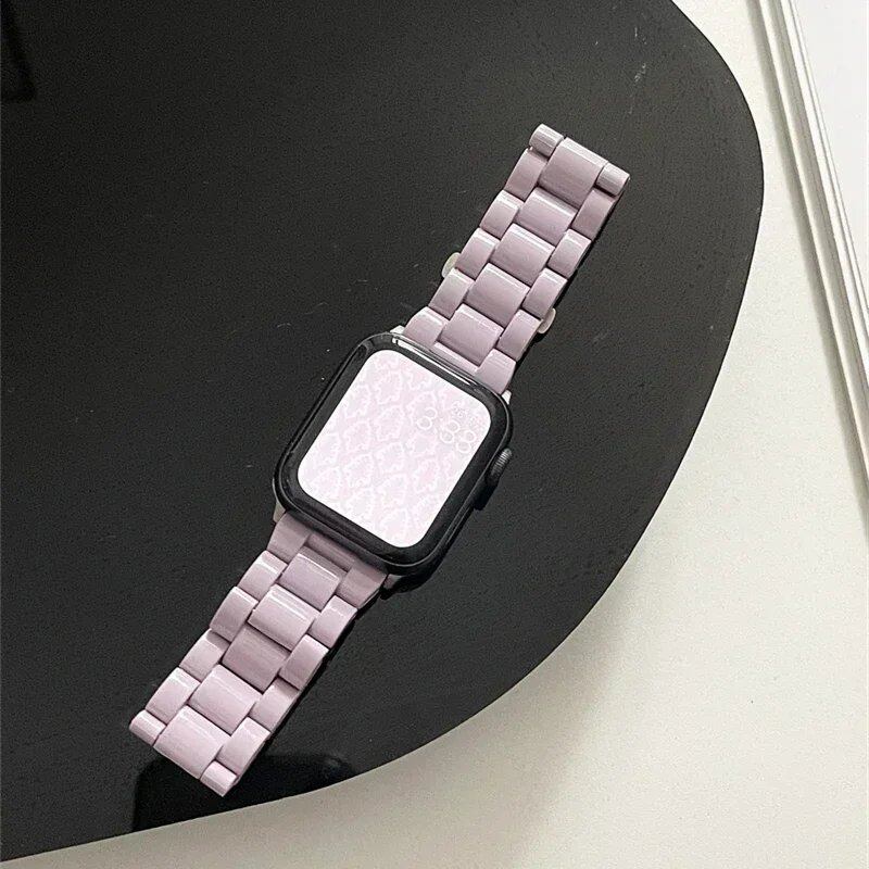 アップルウォッチ 41 45 44 40 49mm用 ニューレインボーカラー レジンストラップ - マカロン風 ガールズ ウォッチバンド iWatch 9 8 7 6 5 4 3対応 バンドアクセサリー バンドカラー:mm 並行輸入品