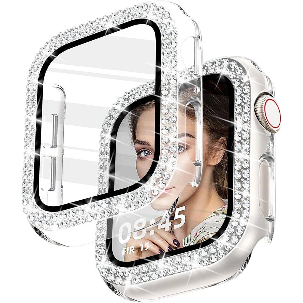 Diamond Glitter Rhinestone Tempered Glass Screen Protector for Apple Watch Series 10 (46mm, 42mm, Ultra 3, 49mm, 41mm, 45mm) - Color: mm (Parallel Import)