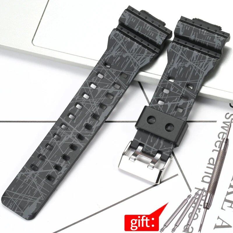 Camouflage Rubber Strap for Men's Casio G-Shock GA100, GA110, and GD120 Sports Watches. Band Color: 16mm; Band Width: 16mm; Ships from: Parallel Import.