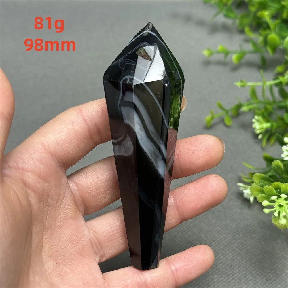 天然ブラックオニキスチップ セプター 超パワー レイキエネルギー チャクラ スピリチュアルヒーリング ウィザード ウィッチクラフト 瞑想 ホームデコレーション ギフト カラー: 並行輸入品