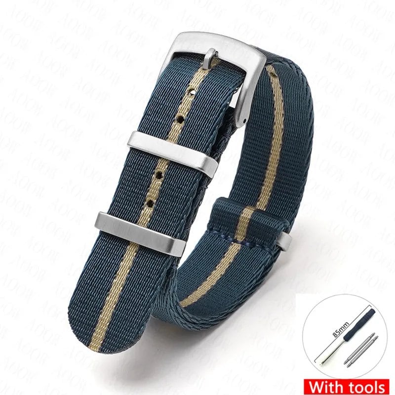 Nylon Strap for Omega Moonwatch, Speedmaster, and Seamaster 300 - Seiko 18mm, 20mm, 22mm, and 24mm Men's Sports Canvas Watch Bracelet, Band Color: mm, Parallel Import
