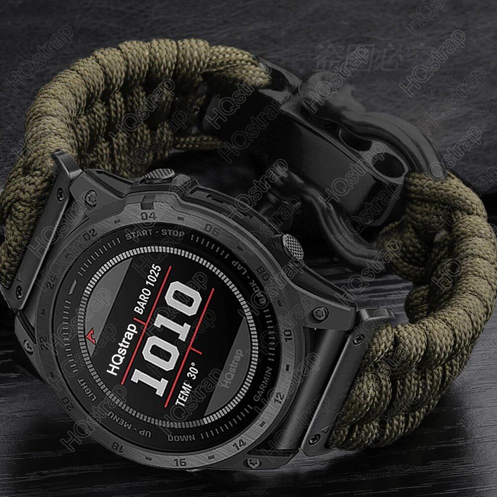 Garmin Tactics 7 Pro, Fenix 7, 6X, 6 Pro, 5X, 5 Plus, 3HR compatible sports braided nylon strap, 26mm, 22mm, 20mm adjustable, Garmin watch band size: 155-165-170mm length; band color: Parallel import