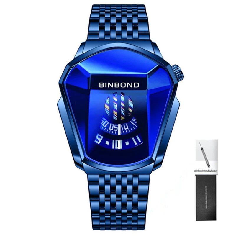 Men's Dominating Black Bike Concept Watch with Trendy Large Dial and Technology Style, Includes Box, Parallel Import