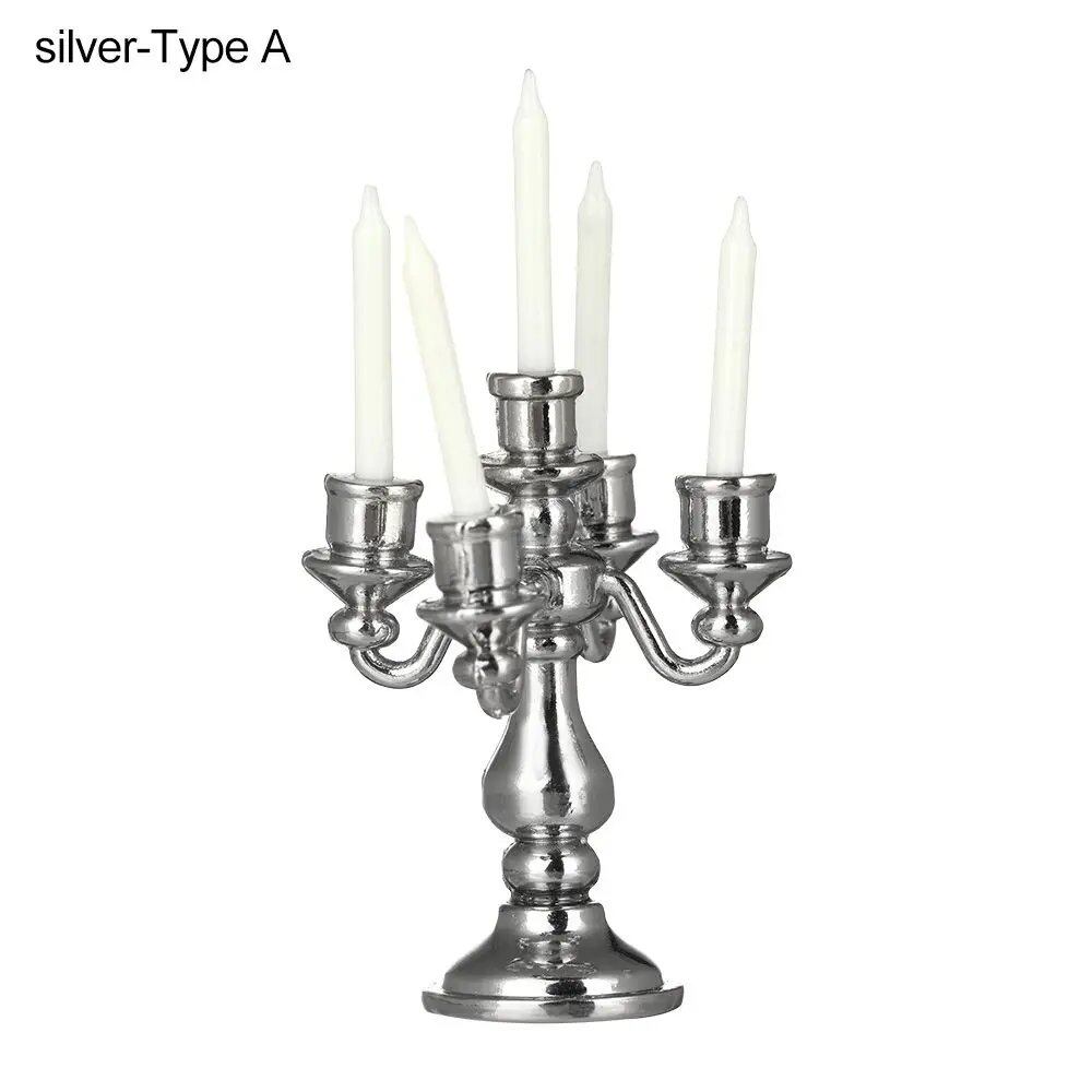 1/12 Scale Miniature Candlestick, Candle Stand for Dollhouses, Furniture, Toy, Pretend Play, Dollhouse Decoration, Accessory, Parallel Import