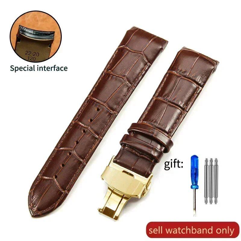 Genuine Cowhide Calfskin Watch Band with Butterfly Buckle for Tissot T035, 22mm, 23mm, 24mm, Black Band, Parallel Import