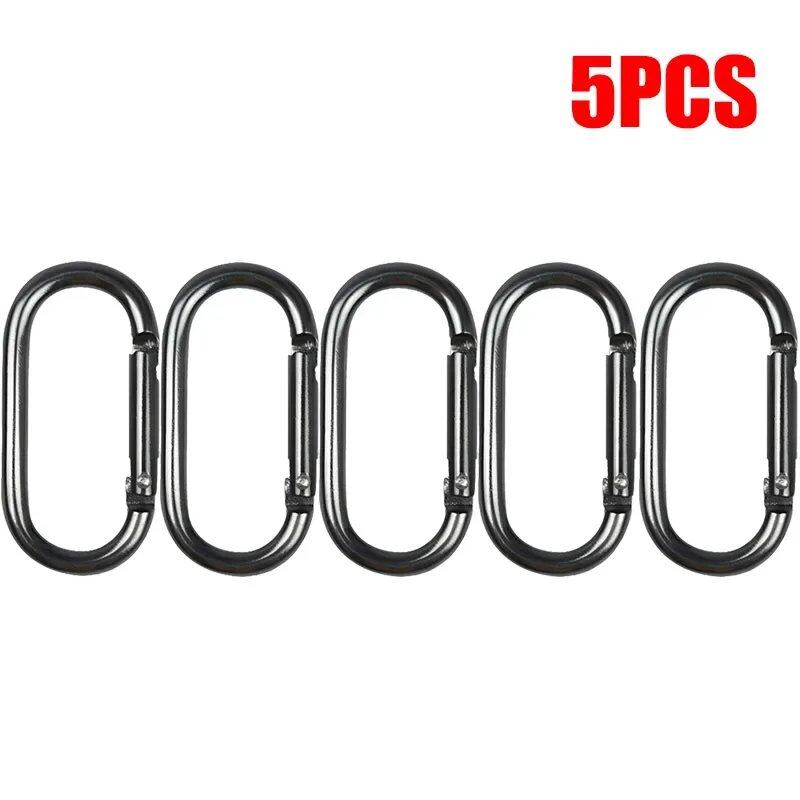1/5 Black Oval Carabiner Hanging Buckle, Small Carabiner for Water Bottles, Harness Accessories, Parallel Import