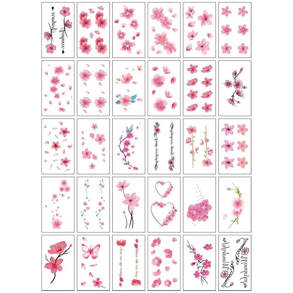 10/20/30/50 Sheets of Waterproof Temporary Tattoo Stickers, Removable Body Art, Butterfly and Flower Designs for Men and Women, Stylish, Imported