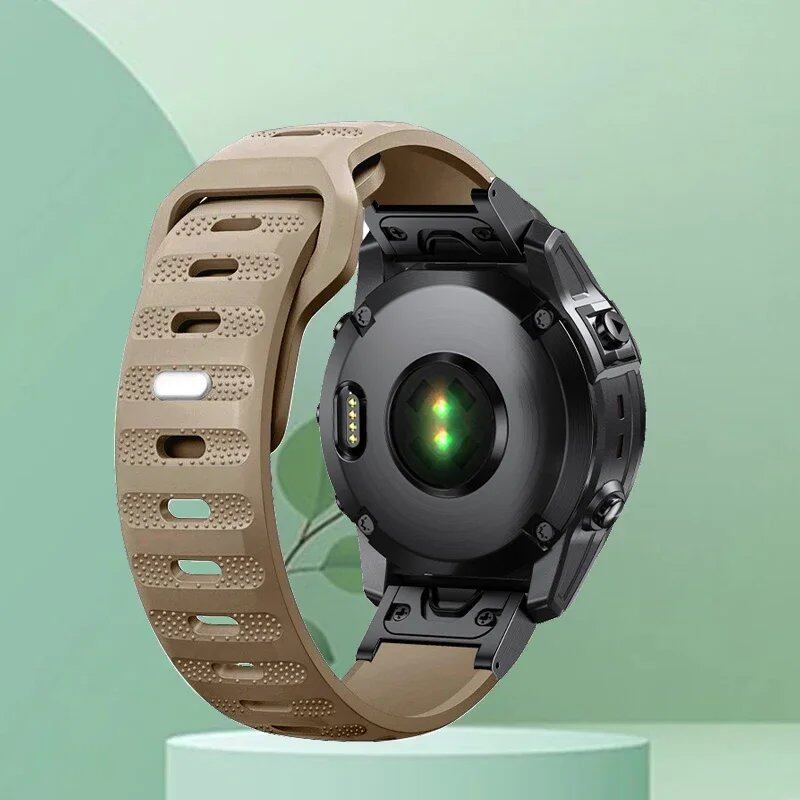 Compatible with Garmin Fenix 5/5X Plus/3/3HR, Epix 7X Solar, 6X/6 Pro, and Forerunner 935/945. 22mm and 26mm silicone brand quick-release smartwatch bands. Band Color: ; Ships from: Parallel Import