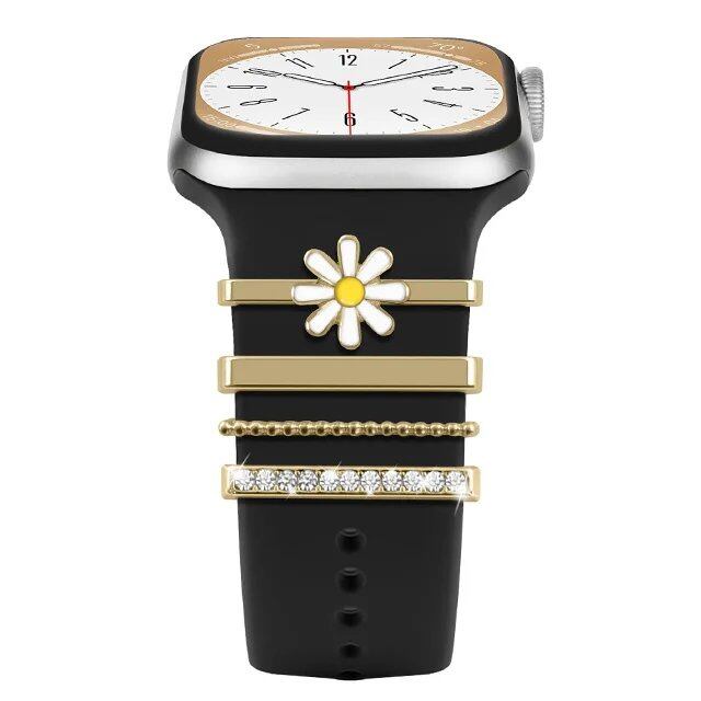 Diamond Jewelry-Embossed Band for Apple Watch Ultra 2, 9, 8, and 7, Compatible with Samsung and Huawei, 20/22mm Bracelet Strap, Band Color: ; Ships from: Parallel Import