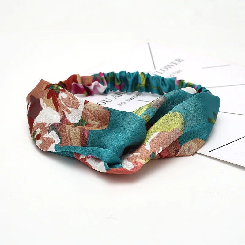 Women's Summer Bohemian Print Headband, Retro Cross Turban, Bandage Bandana, Hair Accessory, Head Wrap, Parallel Import