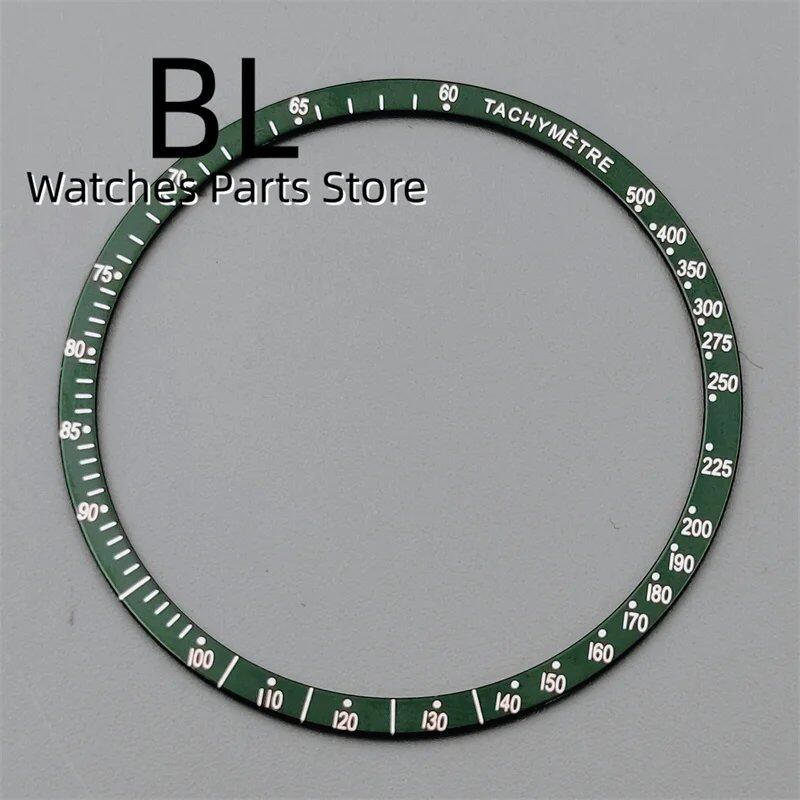 BLIGER 40mm Black PVD VK63 Watch Case with Black, Blue, Red, Green, and Silver Inserts, Acrylic Mirror, and VK63 Movement Assembly and Repair Parts; Dial Diameter: VK63 (Imported)