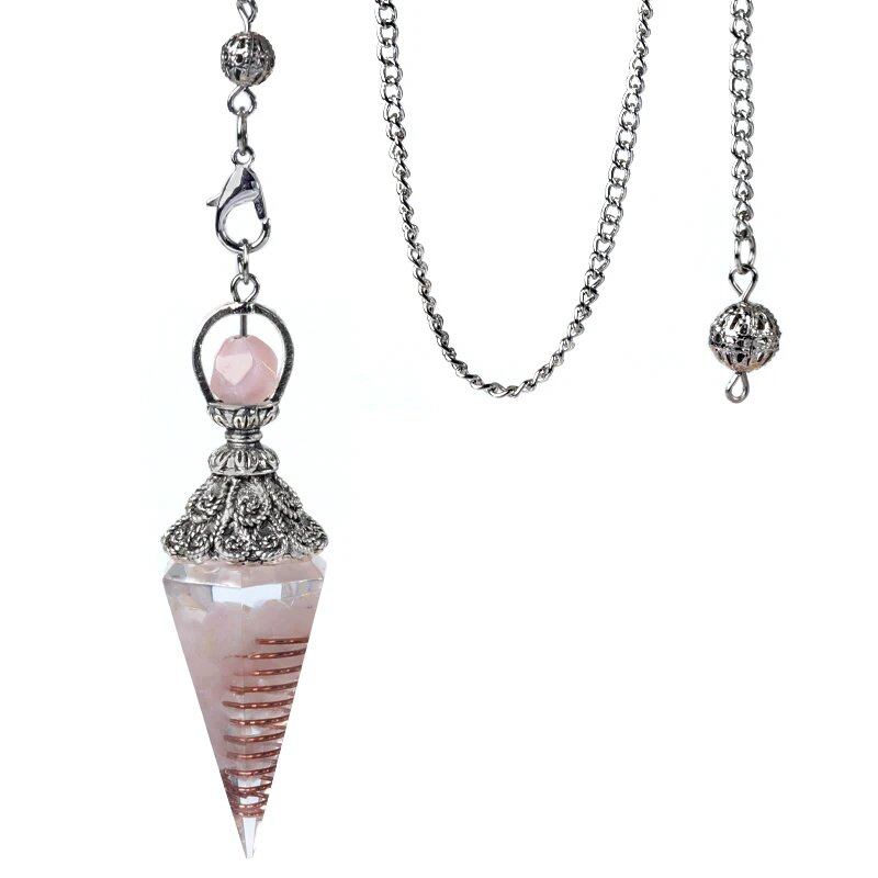 1 Orgone Pendulum for Energy Healing, Chakra Divination, with Tip, Natural Crystal Stone Chip Bead Pendant, Yoga, Meditation Pendant; Product Diameter: 18 x 60mm, Parallel Import