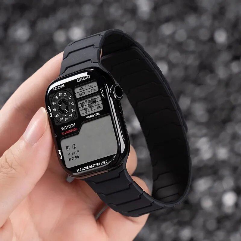 Silicone Band with Magnetic Strap for Apple Watch, Compatible with 46mm, 42mm, 49mm, 45mm, 41mm, 44mm, and 40mm Watches, iWatch Ultra 2/Series 10/9/8/7/6/SE/5/4/3, Band Color: mm, Parallel Import