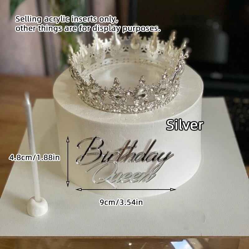 Set of 1, 3, or 5 Acrylic Birthday Queen Gold Cake Topper for Happy Birthday Party Side Cake Decorations. Size: Parallel Import.