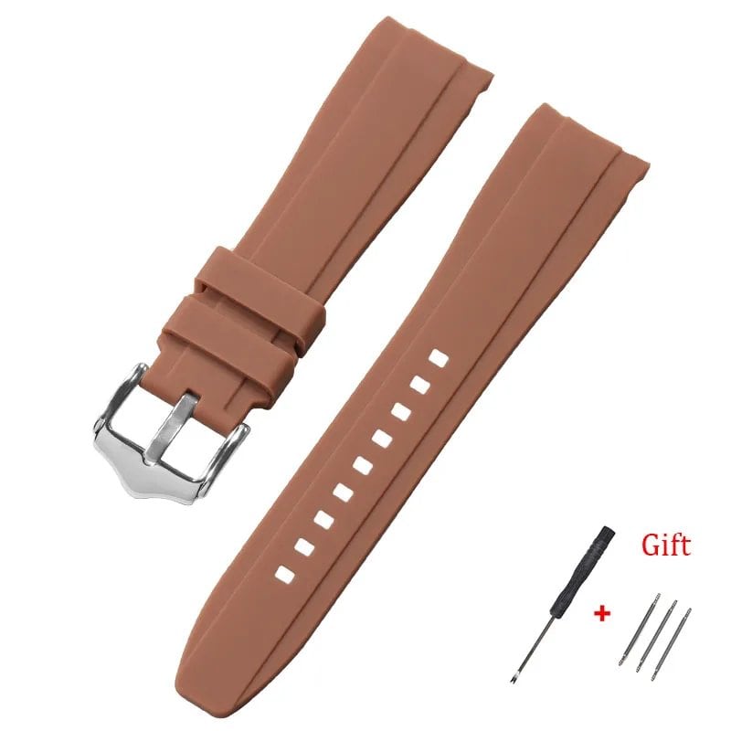 20mm/22mm High-Quality Curved End Silicone Watch Band Compatible with Swatch/Omega Moonwatch, Waterproof Wristband, Band Color: mm, Parallel Import
