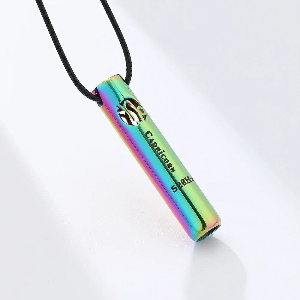 Stainless Steel Meditation & Mindfulness Bracelet Pendant with 12 Zodiac Signs, Stress Relief, Anxiety Relief, and Whistle, Sports Necklace, Metal Color: Black, Parallel Import