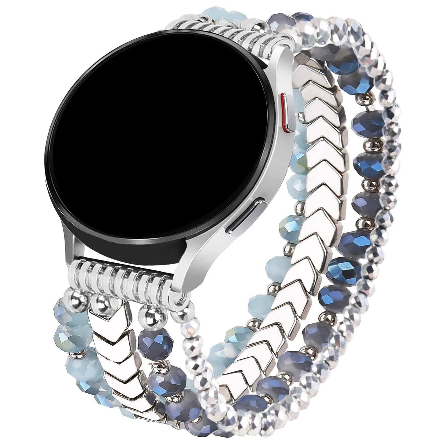20mm Handmade Fashion Elastic Crystal Beaded Band for Samsung Galaxy Watch 6/5/4 (40mm/44mm) and Galaxy Watch Active 2 (42mm/46mm) - Women's Band Color: Parallel Import