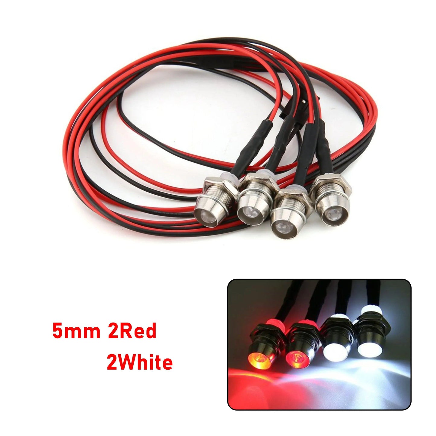 1/10, 1/8, 1/12 Scale RC LED Light Kit with Headlights and Taillights - Compatible with Traxxas, HSP, HPI, MN99, MN90, and WLtoys RC Cars, Trucks, Crawlers, and Drift Cars. Color: Parallel Import