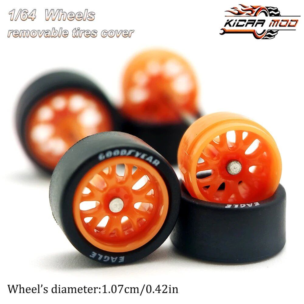1/64 Scale Diecast Model Car BBS LM-R Re-Fighting Parts Wheel Set with Rubber Tires (D:11mm) - Compatible with Hot Wheels, Matchbox, and Tomica - Parallel Import