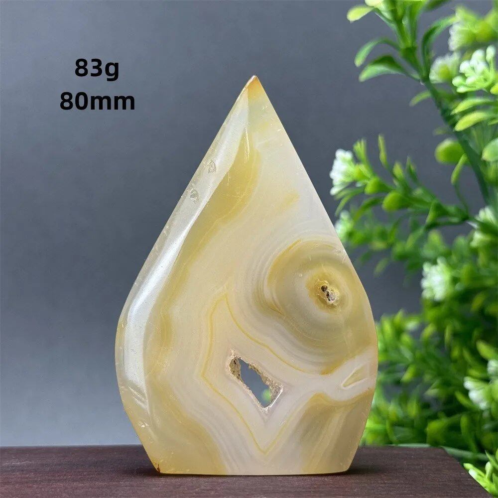 Natural Yellow Agate Geode, Freeform Torch, Mineral Energy, Home Furnishings, Meditation, Aura, Prayer, Altar, Gift, Parallel Import