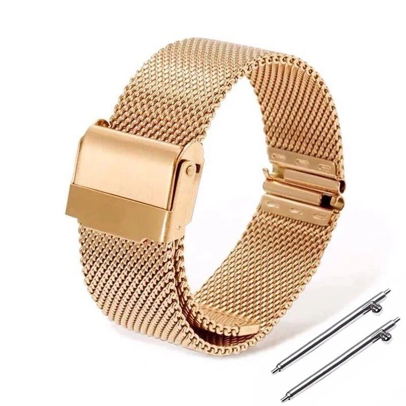 Mesh Stainless Steel Watch Strap, 12, 14, 16, 18, 20, 22mm, Metal Bracelet, Quick Release, 17, 19, 21, 24mm, Universal Loop Wristband, Band Color: mm, Parallel Import
