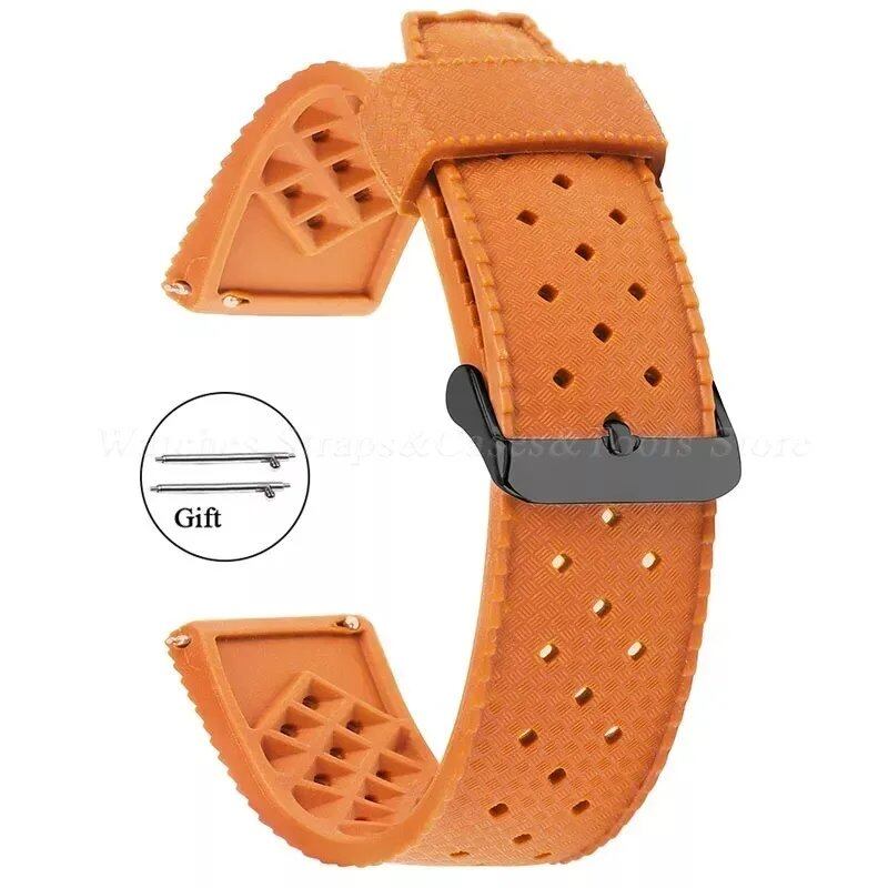 Premium-grade Tropic Silicone Watch Strap, 20mm, 22mm, Seiko, Oris, Omega, Quick Release, Diving, Waterproof, Rubber Bracelet, Band Color: mm, Parallel Import