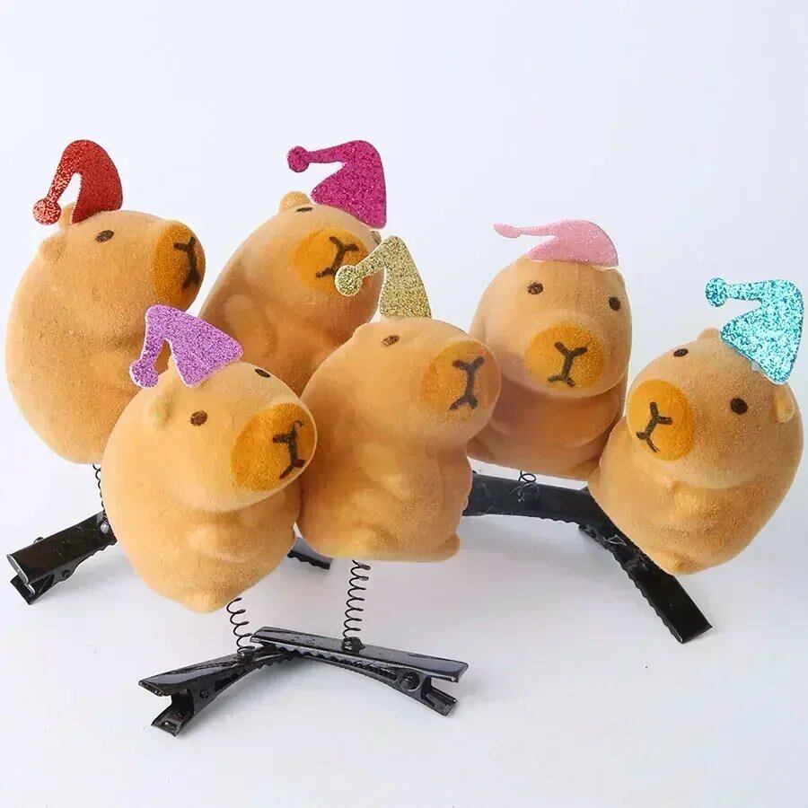 10-100 Pieces Heart-Shaped Sunglasses 3D Capybara Plush Hairpins, Stylish and Cute Capybara Hair Clips, Accessories, Headwear, Wholesale Size: Parallel Import