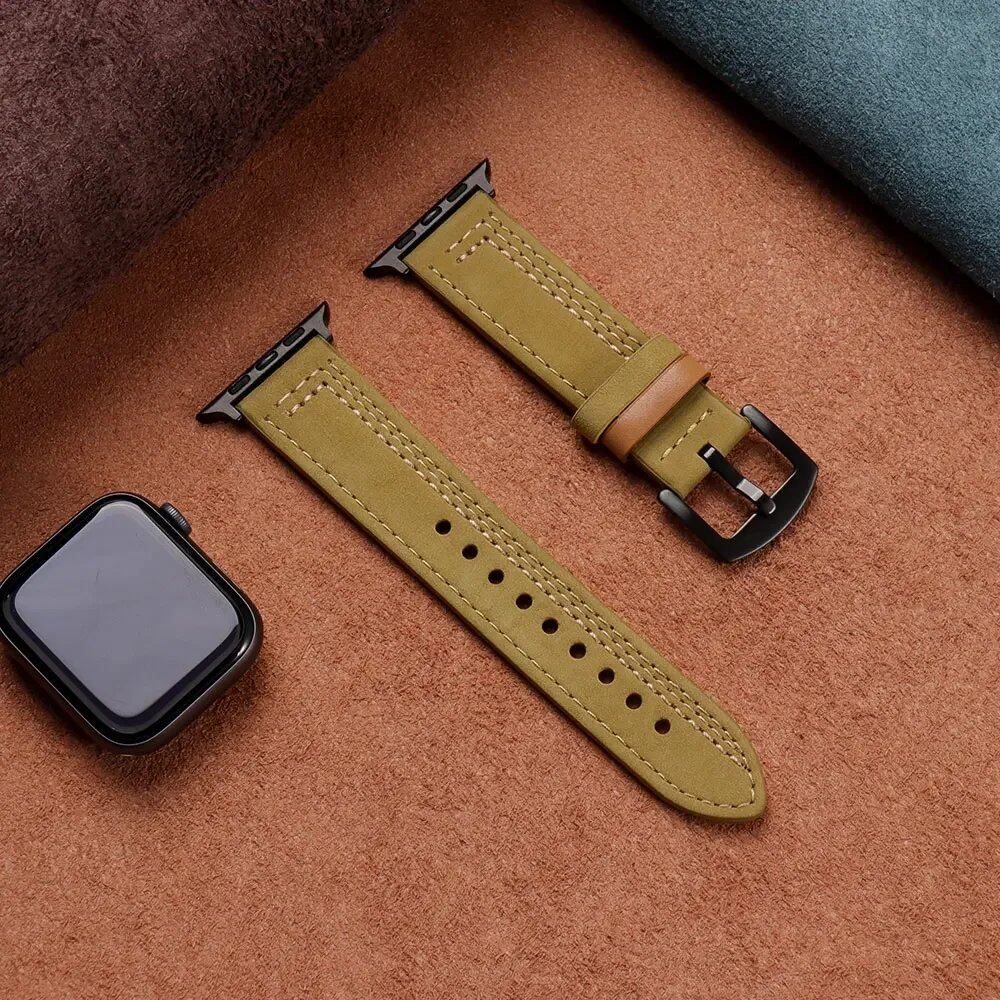 Apple Watch Leather Strap, Band, 46mm, 44mm, 45mm, 49mm, 41mm, 42mm, Accessories, Compatible with iWatch Series 5, 6, SE, 7, 8, Ultra, 9, 10, Band Color: mm, Parallel Import