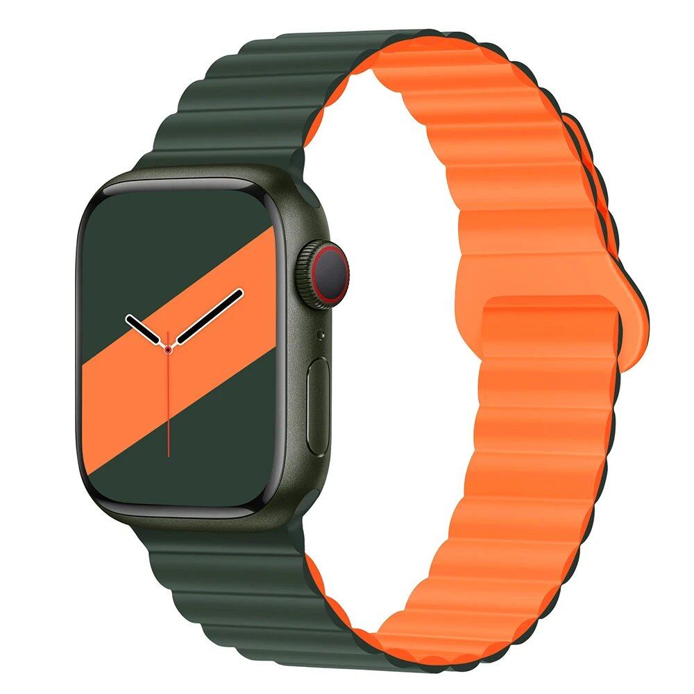 Silicone Loop Magnetic Strap for Apple Watch - Compatible with iWatch Series 8/SE/6/7/Ultra 2/9/10 (44mm/40mm/45mm/49mm/41mm/42mm/46mm) - Band Color: mm; Ships from: Parallel Import