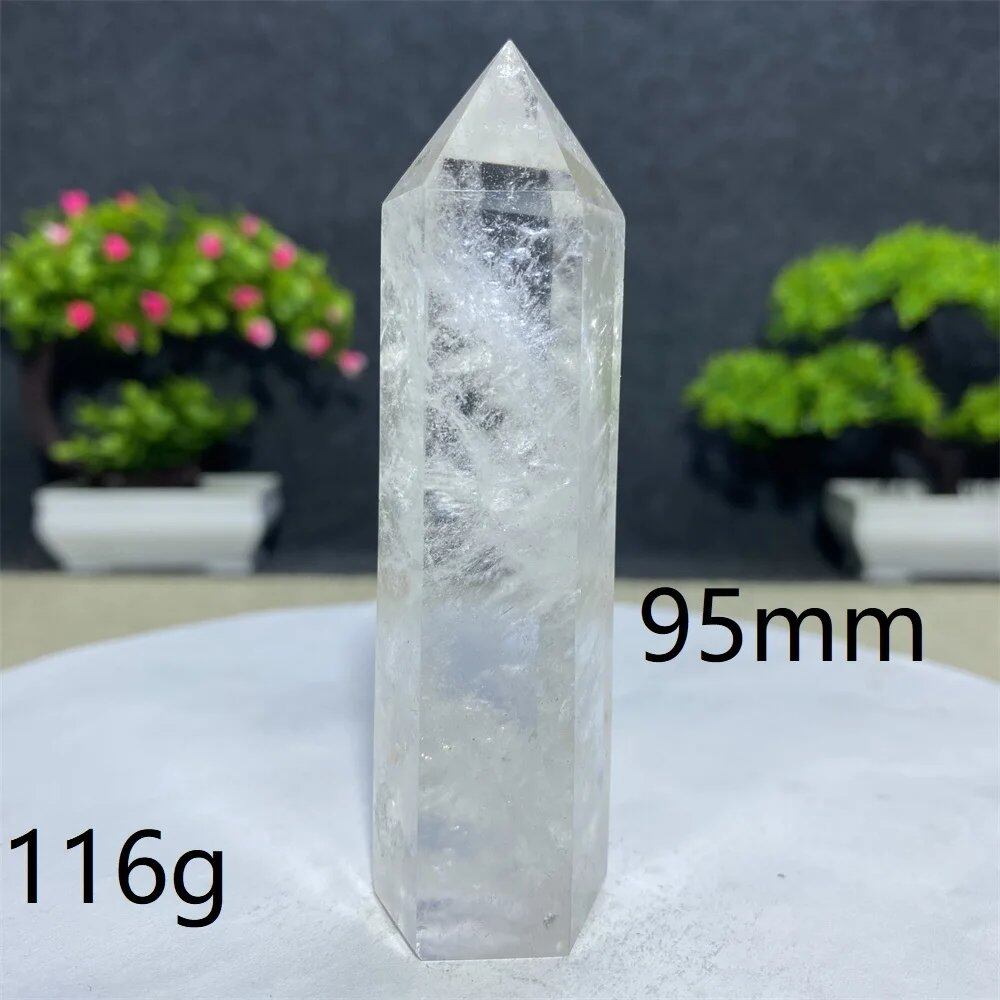 白水晶タワーワンド 六角オベリスク 研磨工芸品 天然原石 ミネラル標本 スピリチュアル瞑想ヒーリング 並行輸入品