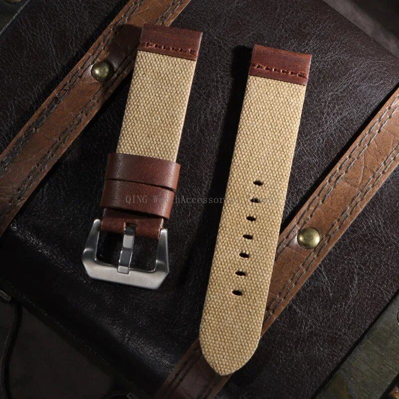 Universal Nylon and Leather Strap for HUAWEI GT 3/4/5 Smartwatch Band, Durable Water-Repellent Nylon Material, Replacement Strap Accessory for Men and Women, Band Color: mm, Parallel Import