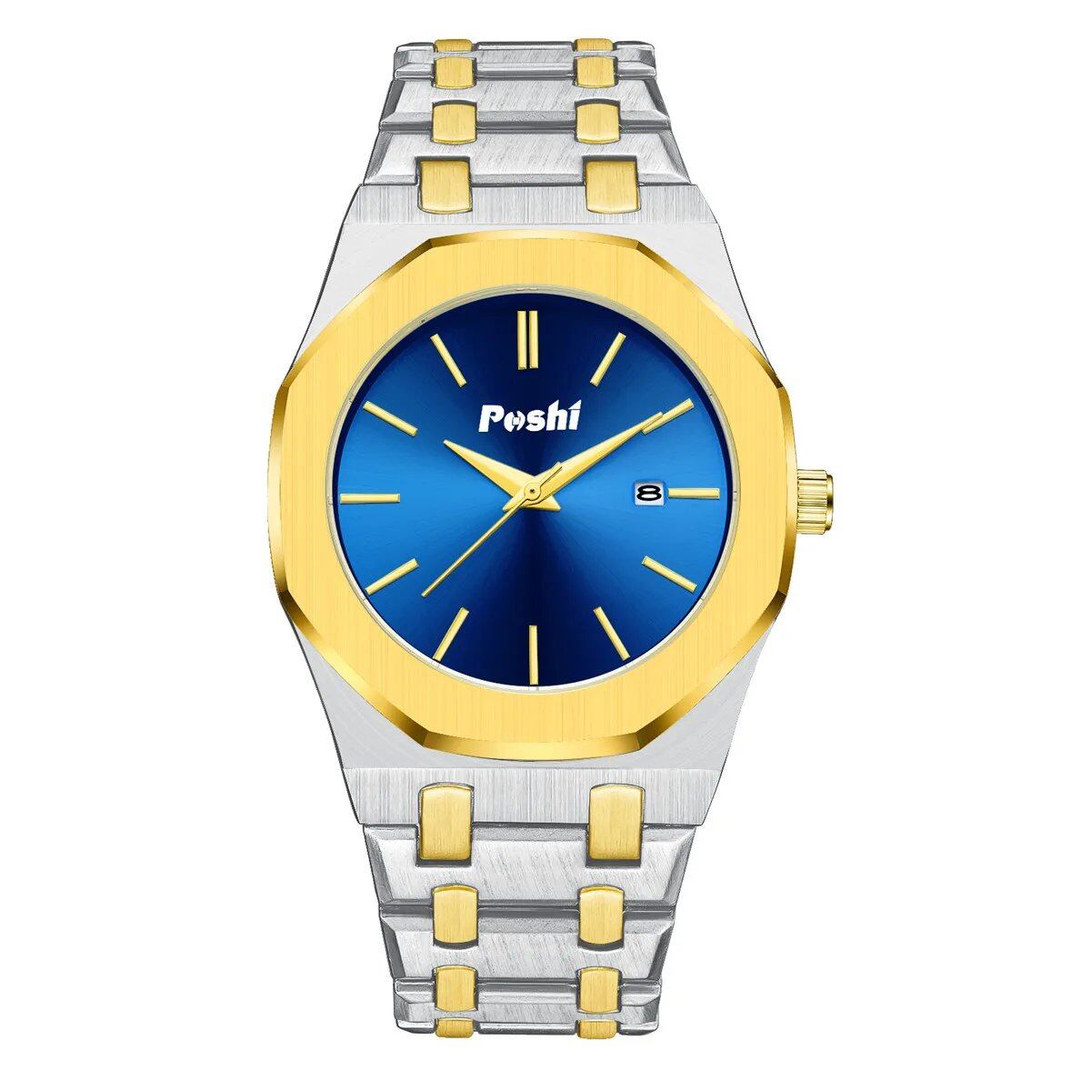 Posey Quartz Men's Watch with Simple Dial, Date Display, Stainless Steel Strap, Business, Fashion, Luxury, Original, Parallel Import