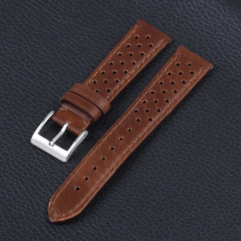Genuine Leather Breathable Watch Band, 18mm, 20mm, 22mm, Compatible with Tag Heuer and Seiko, Universal Accessory, Band Color: mm, Parallel Import