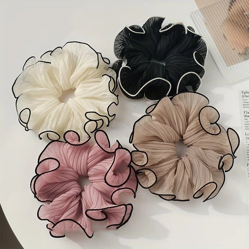 1/4 Sheet New Korean Retro Foldable Chiffon Oversized Scrunchie Hairband for Women, Cute, Stylish, and Bold Hair Accessories, Parallel Import
