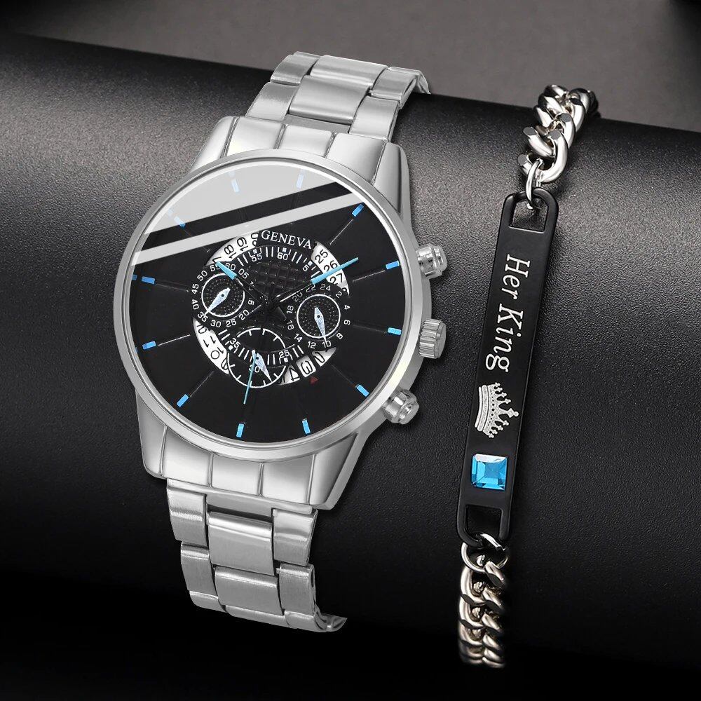 New Hot Watch Men's Stainless Steel Wristwatch, Luxury Quartz Calendar Business Watch, Parallel Import