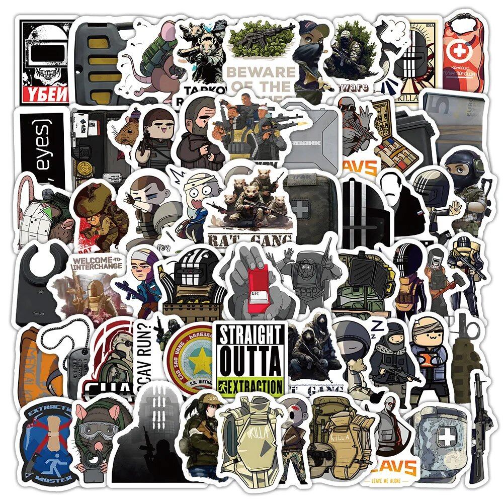 Escape from Tarkov Stickers (10/30/50/100 Sheets) Cartoon Game Stickers for Suitcases, Laptops, Smartphones, Guitars, Cars, Motorcycles, Skateboards, Waterproof, Toys, Color: 0, Parallel Import