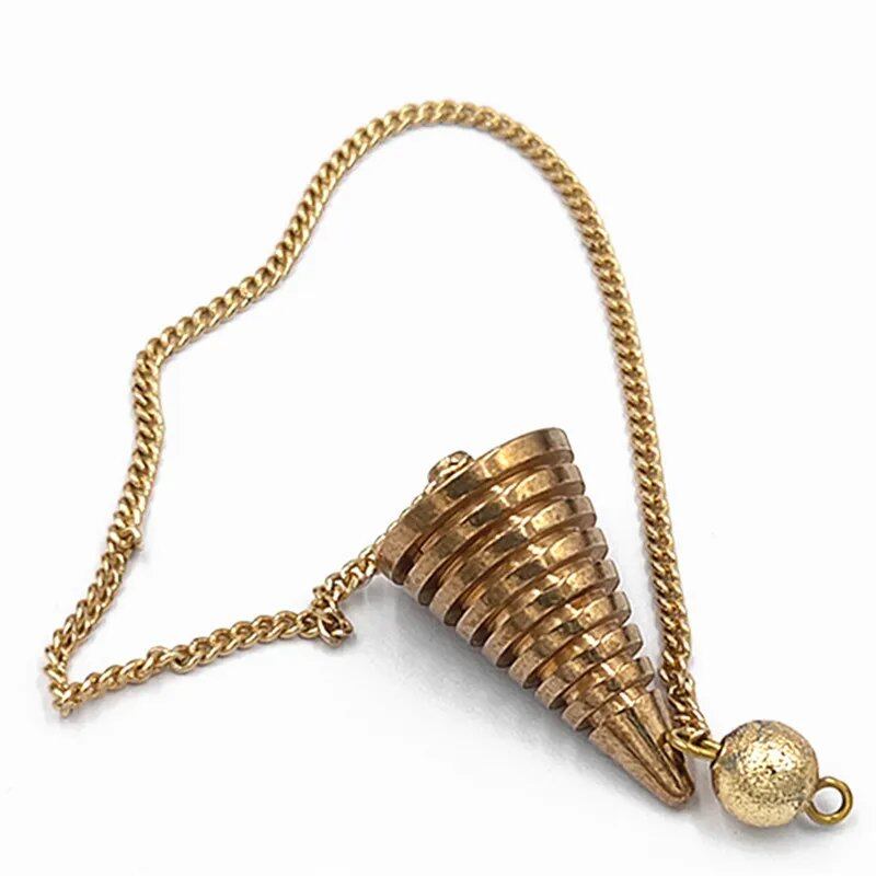 Brass Cone Pendulum Pendulum for Bilocation Divination, Reiki Charm, Metal Divination Healing Pyramid, Spiritual Reiki Charm (Imported)