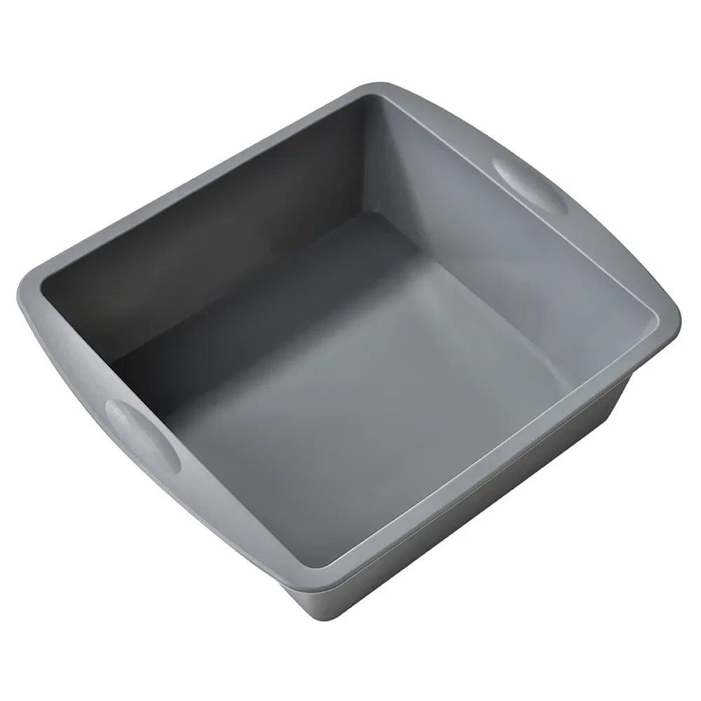 Silicone Square Cake Plate for 1/4 Cake, Non-Slip Handle, Heat-Resistant, Oven and Air Fryer Safe, Ideal for Brownie and Cake Baking (Imported)