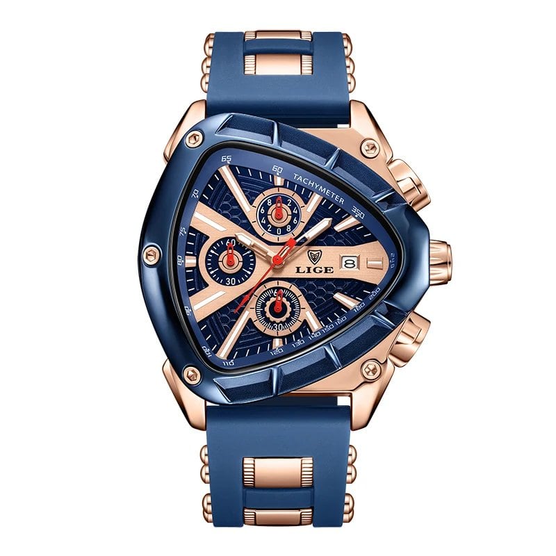 LIGE Original Luxury Men's Watch, Waterproof, Sports, Quartz, Business, Large Dial, Gift Box Included, Color: Parallel Import