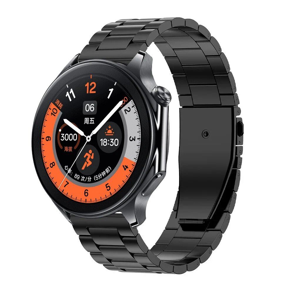 22mm Stainless Steel Metal Bracelet with Folding Buckle for OnePlus Watch 3/2R/2 and OPPO Watch X/X2/4 Pro, Band Color: Parallel Import