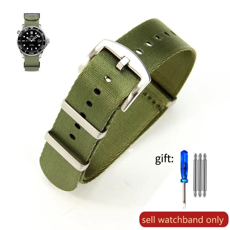 Breathable Soft Nylon Men's Watch Band for Omega 300 Ghost Party 007, Longines Conquest, Seiko, and Casio, 20mm and 22mm, Size 2, Parallel Import