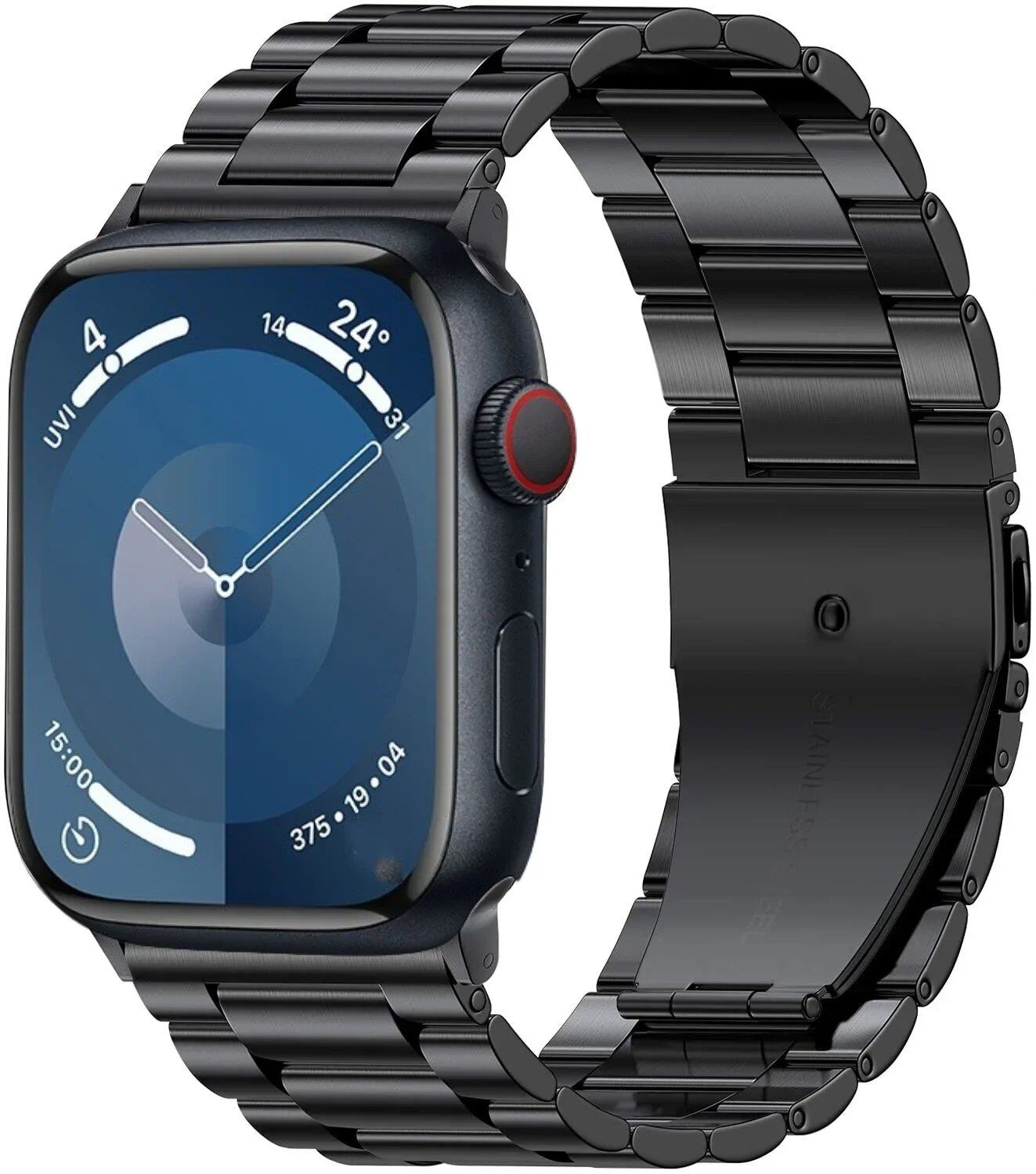 Stainless steel metal band compatible with Apple Watch 10, 9, 8, 7, 46mm, 45mm, 41mm, Ultra2, 49mm, men's and women's replacement strap, iWatch 6 strap, band color: parallel import
