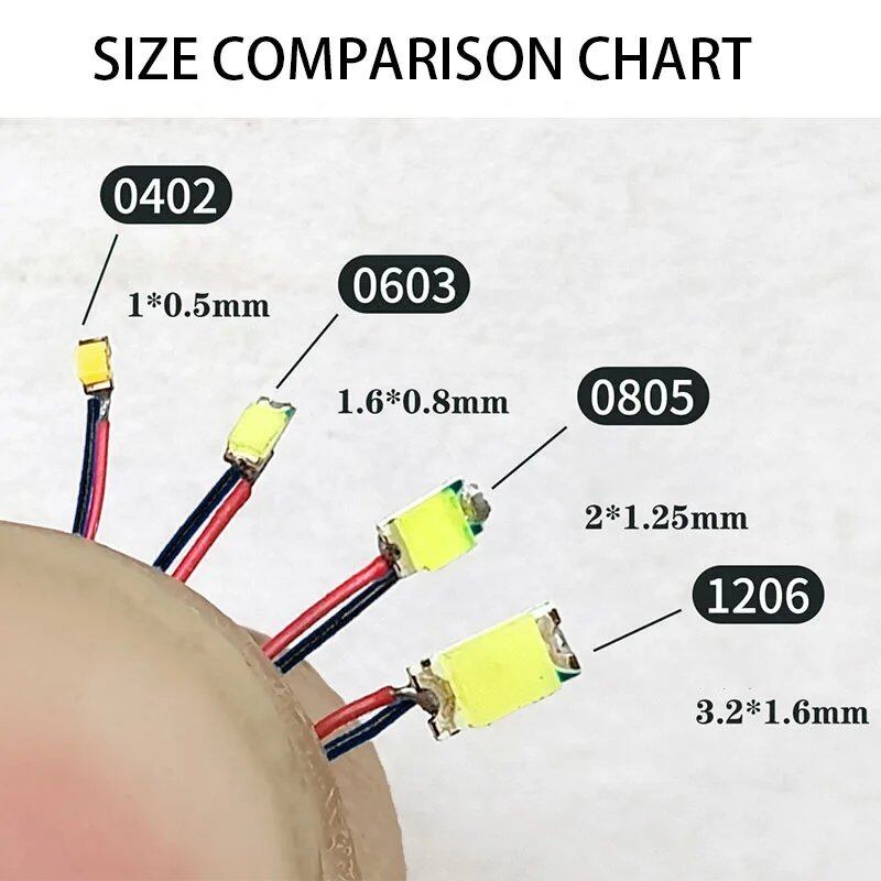 10-Piece Set of 30cm Micro SMD 3V LED Lights, Pre-Wired, 0805, 1206, 0603, DIY Materials, Lamps, Model Building Accessories for HO Railway Scenery Layouts, Parallel Import
