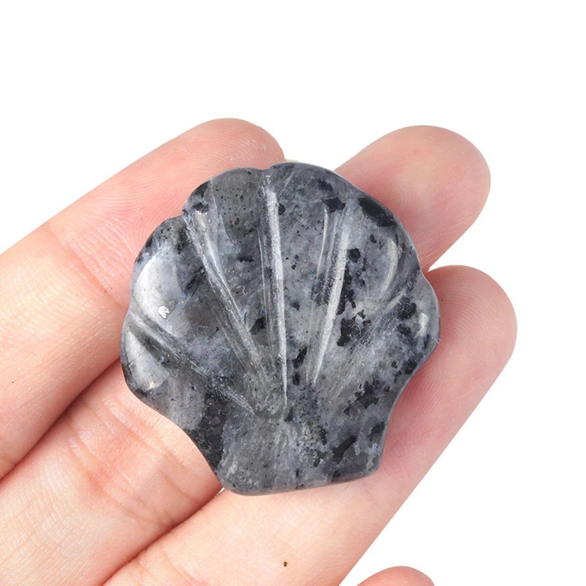 1 Natural Crystal, Sparkling Semi-Precious Shell-Shaped Figurine, Spiritual Healing, Power Stone, Room Decoration, Ornament, Gift, Size: 30mm x 30mm; Parallel Import